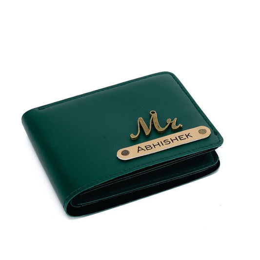 The Unique Gift Studio Men's Leather Customised Name with Logo Wallet - Green