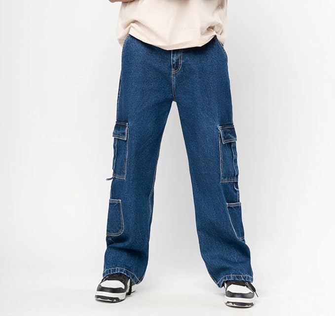 Side Pocket Baggy Cargo Jeans