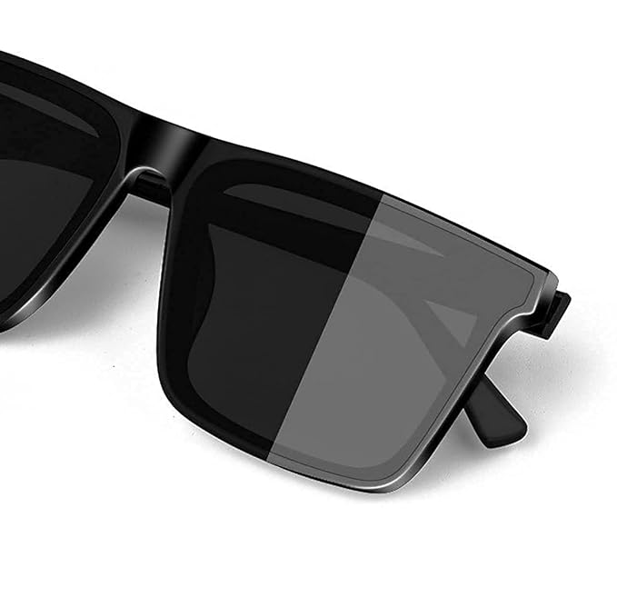 Retro Square Black Light Weight Uv Protection Non-Polarized Sunglasses For Men