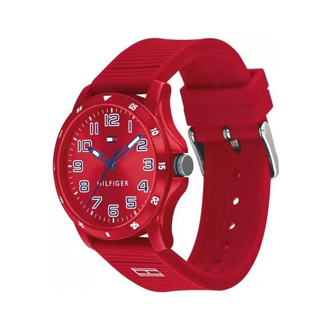 Mens 36 mm Red Dial Silicone Analog Watch