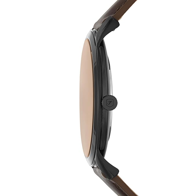 Leather Analog Black Dial Men