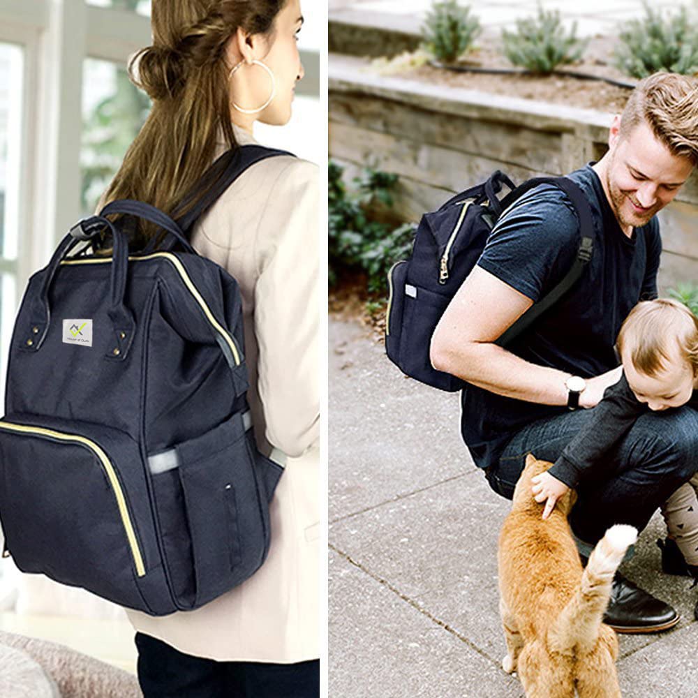 House of Quirk Baby Diaper Bag Maternity Backpack (Black)
