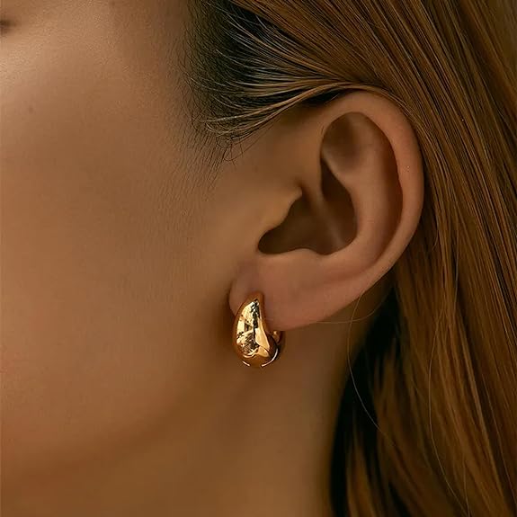 Chunky Golden Dainty Small Huggie Hoop Earrings