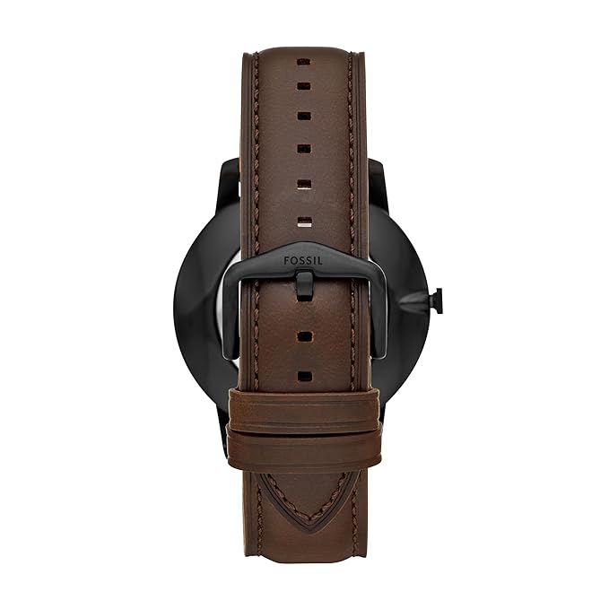 Leather Analog Black Dial Men
