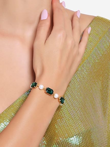 Artificial Stones & Pearls Adjustable Bracelet