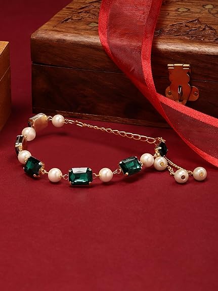 Artificial Stones & Pearls Adjustable Bracelet
