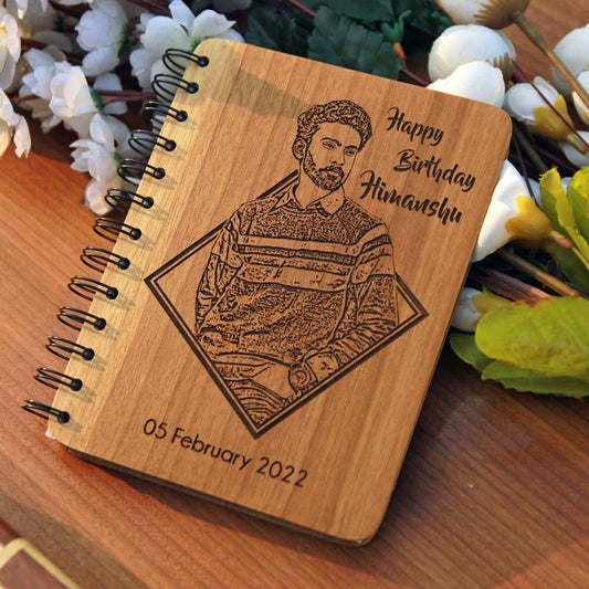 Personalized Wood Diary with Engraved Photo & Message