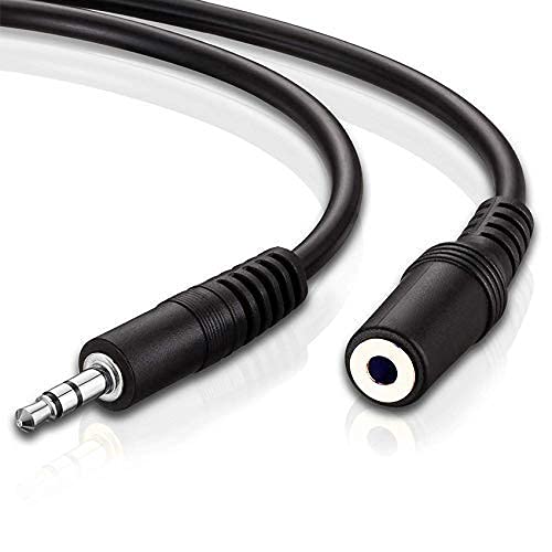 KEBILSHOP 3.5mm Male to Female 10 Meter Stereo Aux Extension Cable Compatible with Headphone, MobilePhone, Car Stereo, Home Theatre & More,Black,1pc Pack. (10 Meter)