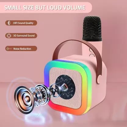 K12 Wireless Karaoke mic with Speaker Bluetooth: Bluetooth-Enabled Wireless Karaoke Mic Speaker with Multiple Compatibility Modes, RGB Lighting, and Party Speaker