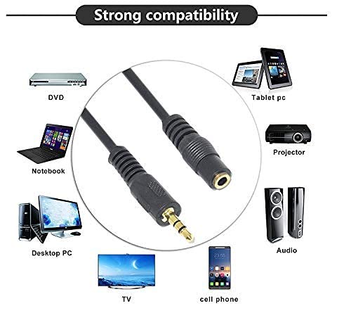 KEBILSHOP 3.5mm Male to Female 10 Meter Stereo Aux Extension Cable Compatible with Headphone, MobilePhone, Car Stereo, Home Theatre & More,Black,1pc Pack. (10 Meter)