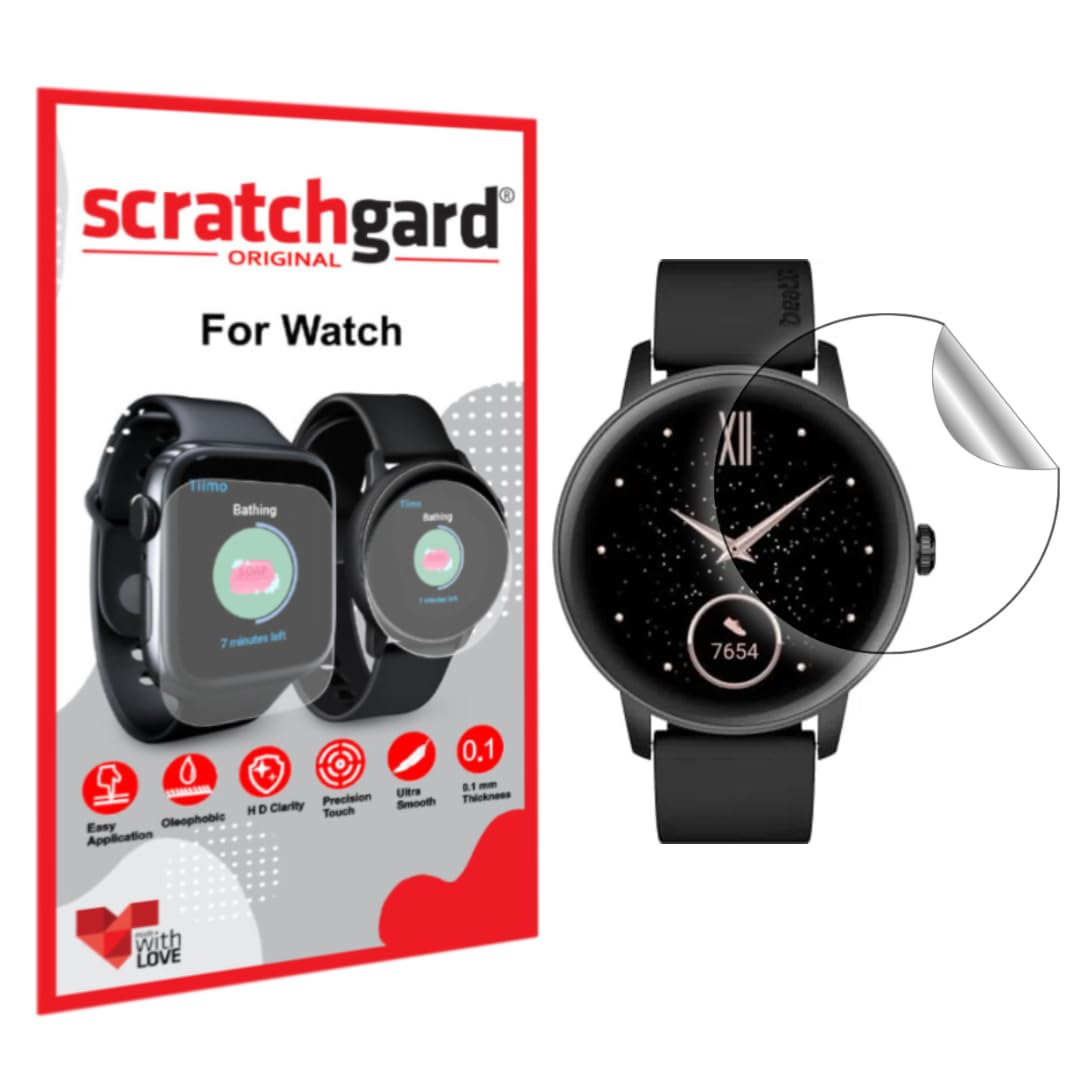 Scratchgard Unbreakable Kurve Dry Glass Film Full Edge to Edge Cover Screen Protector Compatible For Boat Lunar Orb Smartwatch (Pack of 2)