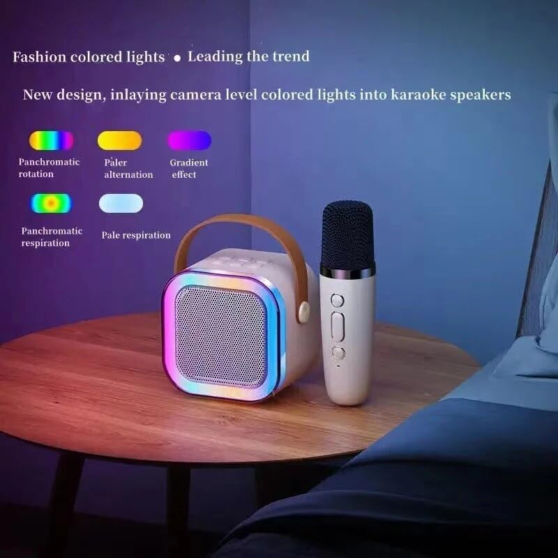 K12 Wireless Karaoke mic with Speaker Bluetooth: Bluetooth-Enabled Wireless Karaoke Mic Speaker with Multiple Compatibility Modes, RGB Lighting, and Party Speaker