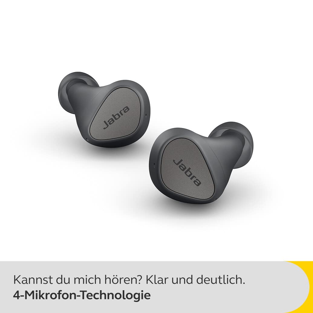 Jabra Elite 4 Wireless Earbuds, Active Noise Cancelling, Comfortable Bluetooth Earphones with Spotify Tap Playback, Google Fast Pair, Microsoft Swift Pair and Dual Pairing - Dark Grey