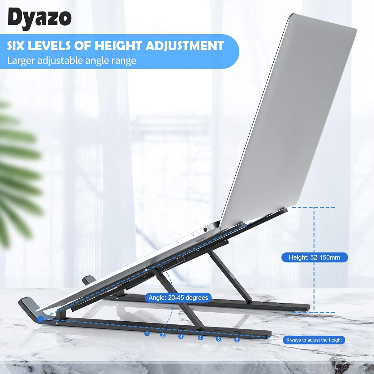 Dyazo 6 Angle Foldable & Portable Laptop Riser Stand Made with Aluminum Alloy