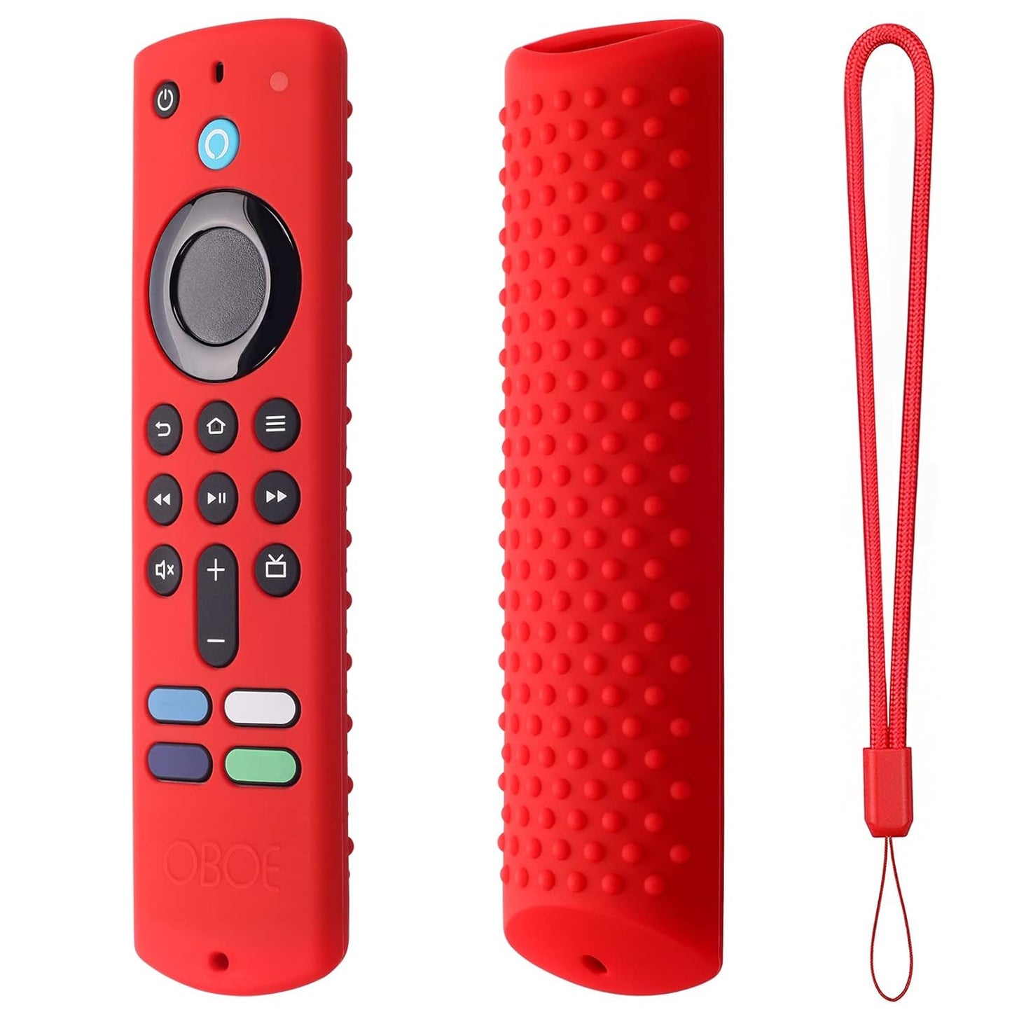 Dealfreez Silicone Cover Case Compatible with Fire TV Stick 3rd Gen 2021 Remote Full Wrap Remote Cover with Lanyard (D-Black) [Remote NOT Included]