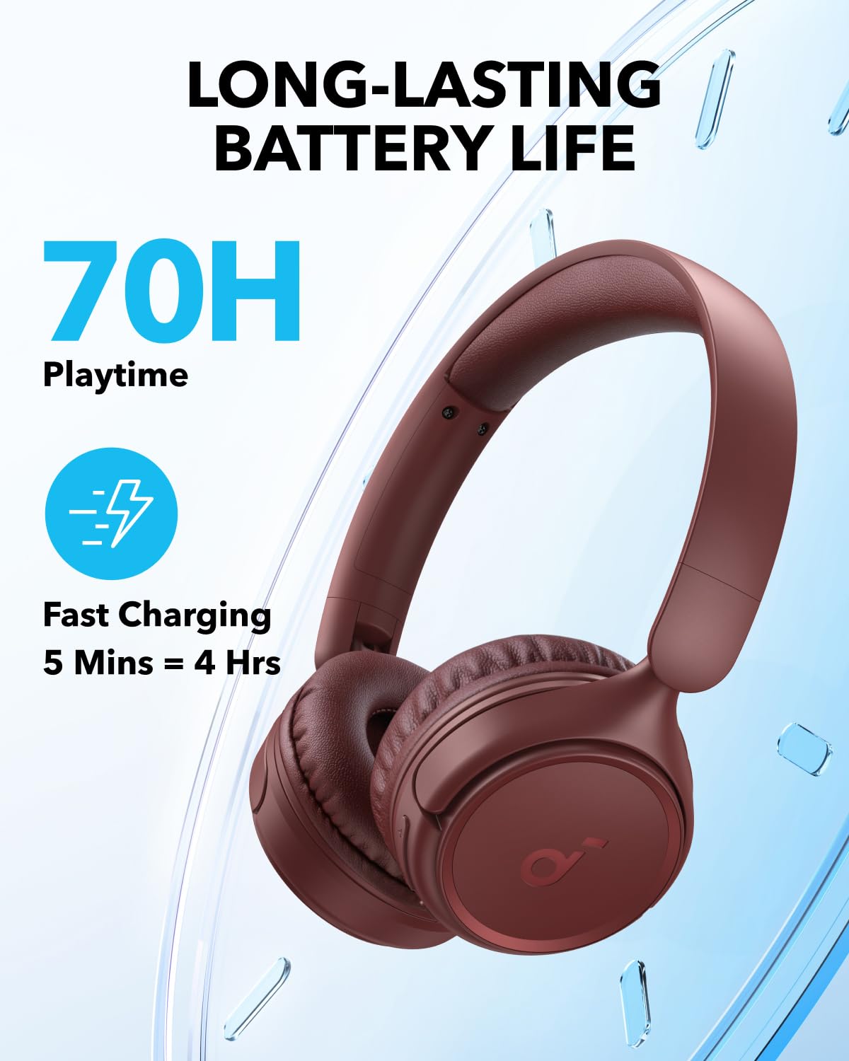 soundcore H30i Wireless On-Ear Headphones, Foldable Design, Pure Bass, 70H Playtime, Bluetooth 5.3, Lightweight and Comfortable, App Connectivity, Multipoint Connection