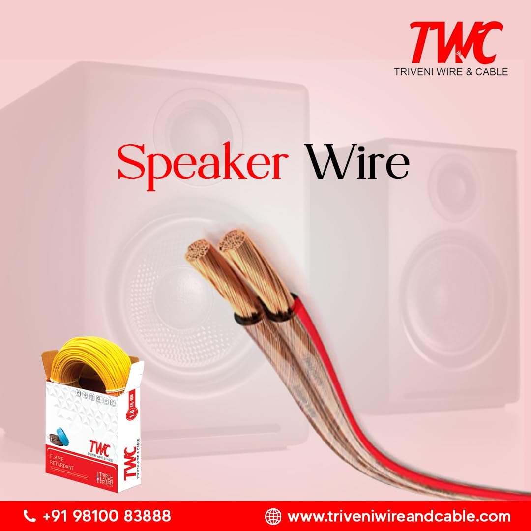 TWC Double Core Speaker Wire | Transparent, 45 Metre, 16 Gauge | Insulated speaker wire