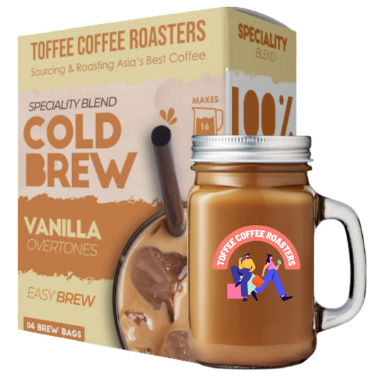 Toffee Coffee Roasters | Vanilla Cold Brew Bags| As Seen On Shark Tank | Easy Brew Coffee | Cold Brew Coffee | Pack of 4 Bags | Arabica Coffee | Makes 16 Cups of Coffee