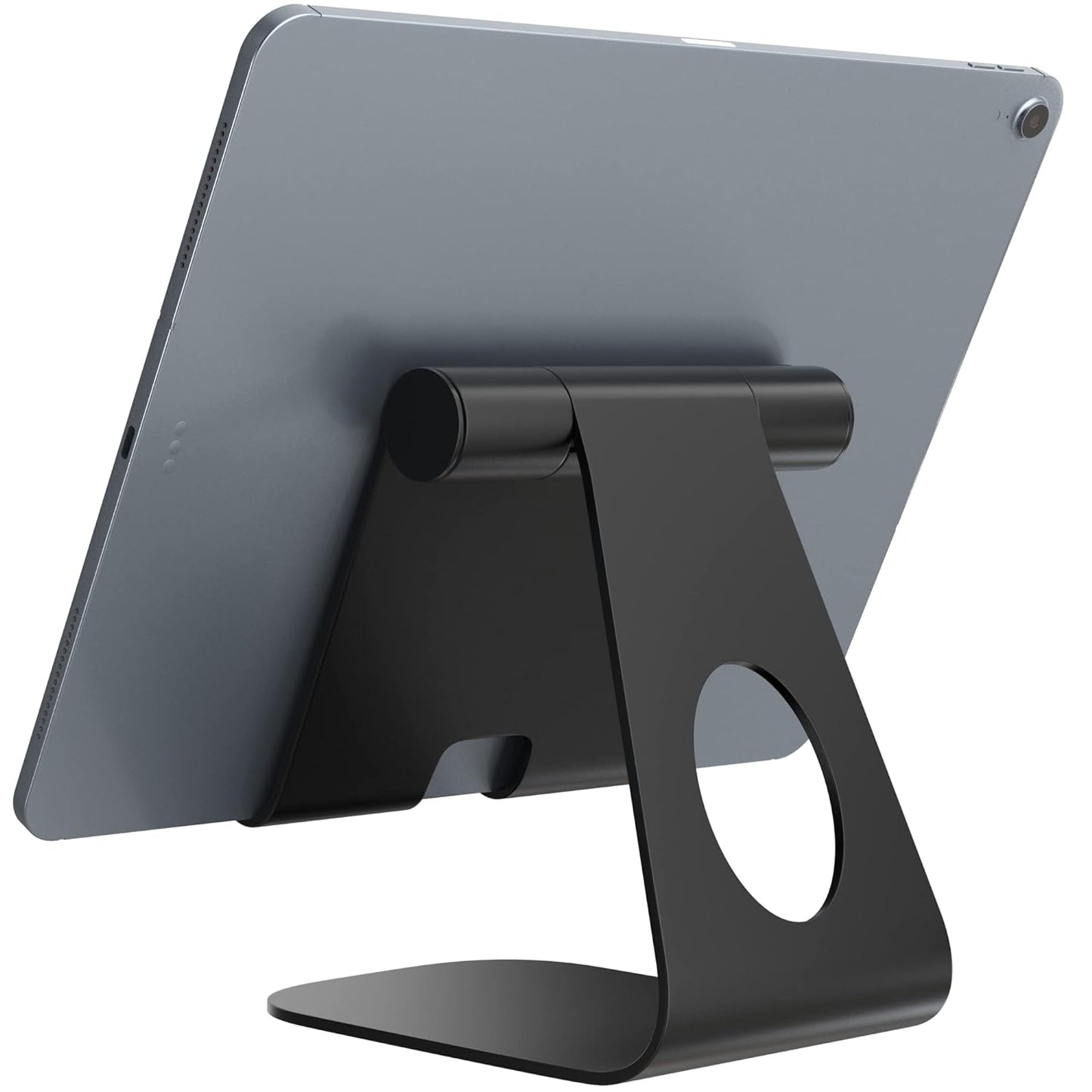 ELV Direct Tablet Stand Aluminium Adjustable Foldable Cell Phone Holder Mount Multi-Angle Dock, Aluminium Alloy, Anti-Slip Pads for Home, Office Desk, Study and Bed