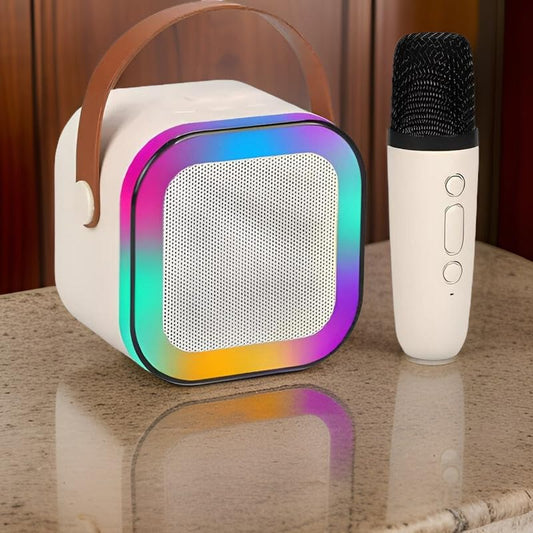 K12 Wireless Karaoke mic with Speaker Bluetooth: Bluetooth-Enabled Wireless Karaoke Mic Speaker with Multiple Compatibility Modes, RGB Lighting, and Party Speaker