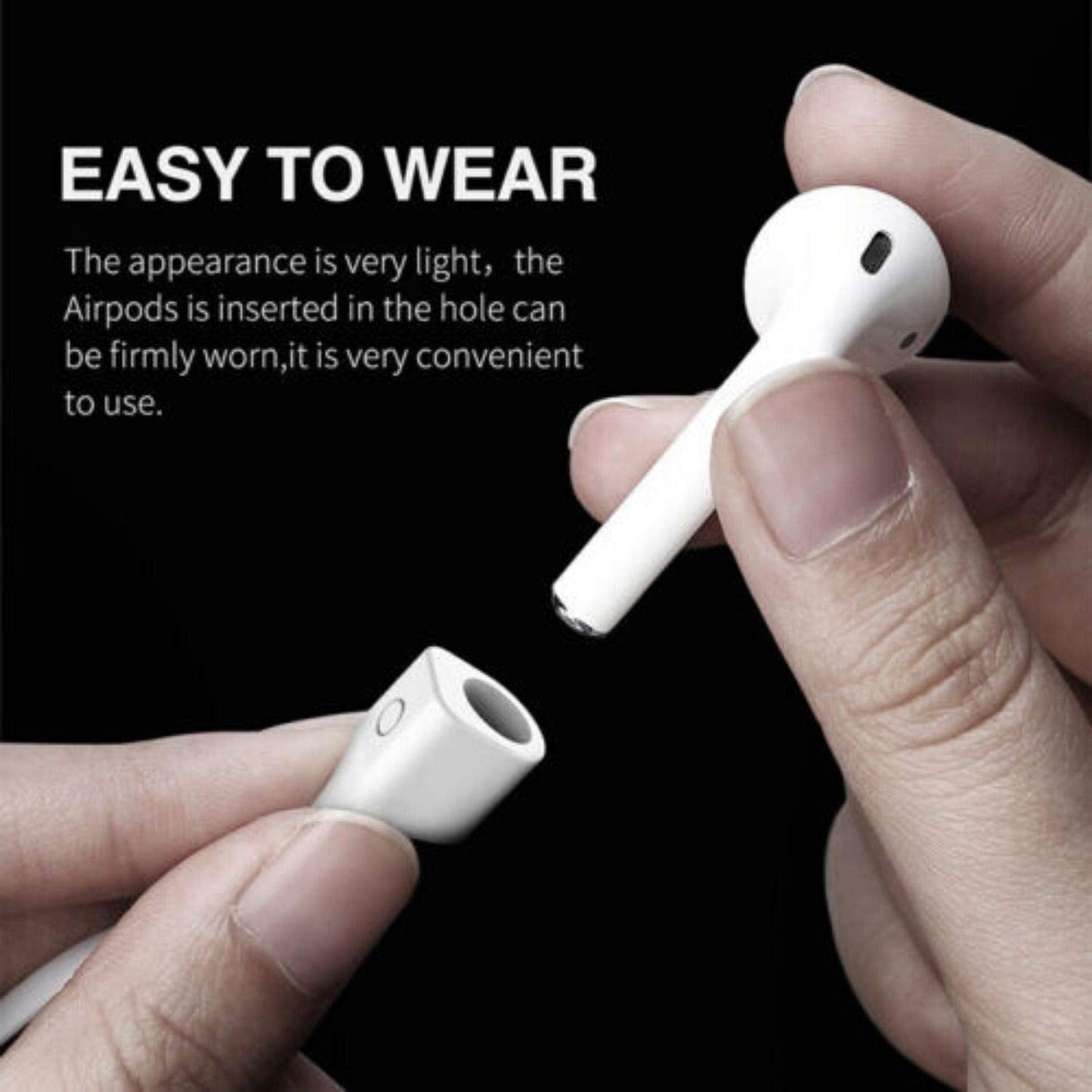 GadgetBite Anti-Lost Magnetic Strap Silicone Cable String for Apple Wireless Earphones 1/2/ Pro / 3rd Gen - Classic Black