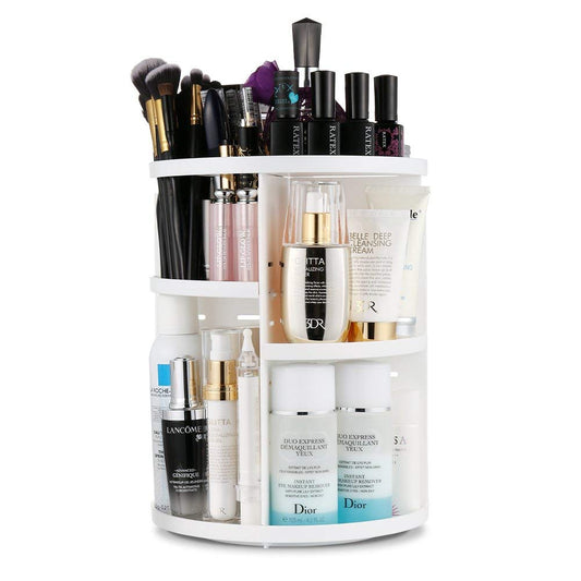 INOVERA Cosmetic Makeup Storage Holder Organizer Adjustable 360 Rotation Box Display Case for Vanity Countertop