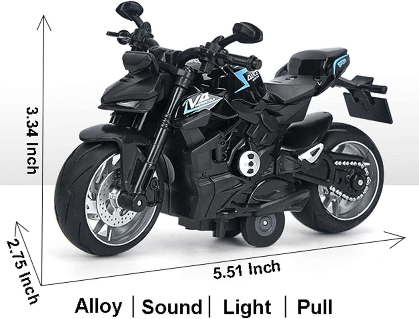 PLUSPOINT Diecast Motorcycle Toy Ducati Bike Scale Model,Pull Back Vehicles Alloy Simulation Superbike with Lights and Sound