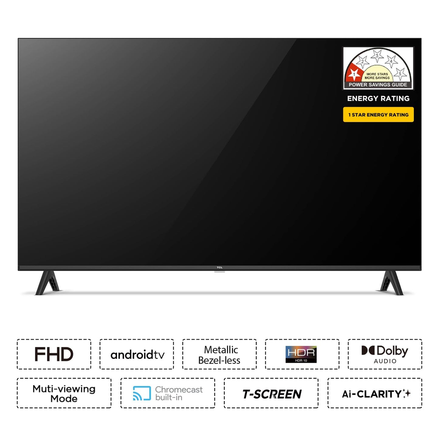 TCL 101 cm (40 inches) Mettalic Bezel-Less Full HD Smart Android LED TV 40L4B (Black)