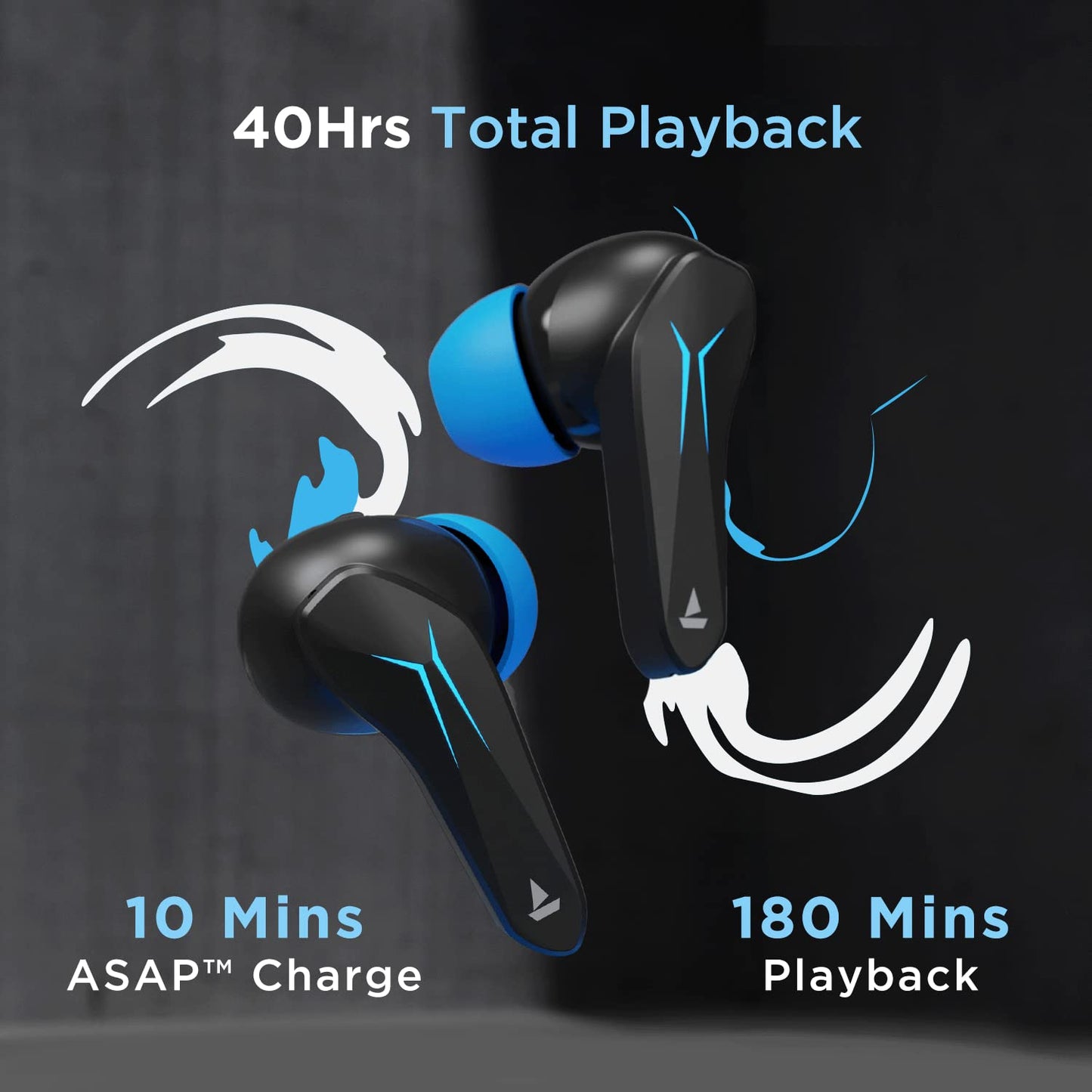 boAt Immortal 121 in Ear TWS Earbuds with Beast Mode(40ms Low Latency) for Gaming, 40H Playtime, Blazing LEDs, Quad Mics ENx Signature Sound, ASAP Charge(10 Mins= 180 Mins)(Black Sabre)