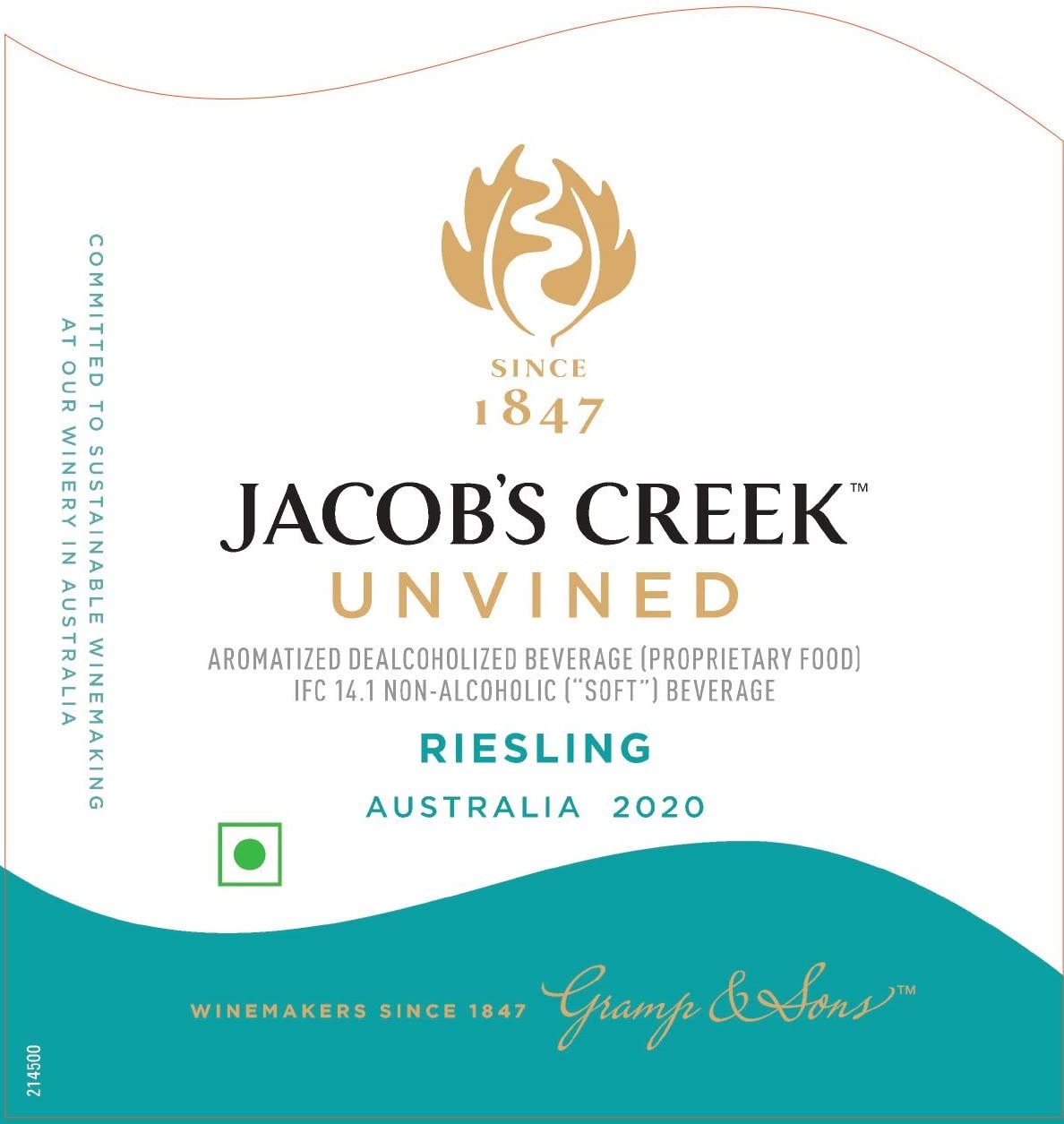 Jacob's Creek Riesling Unvined Non Alcoholic White Grape Still Wine