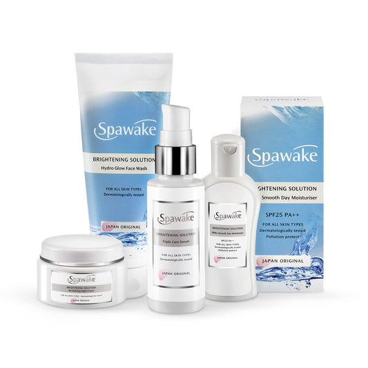 Spawake Skin Care Kit Brightening (Face Wash + Face Serum + Moisturizer + Night Cream) 190g