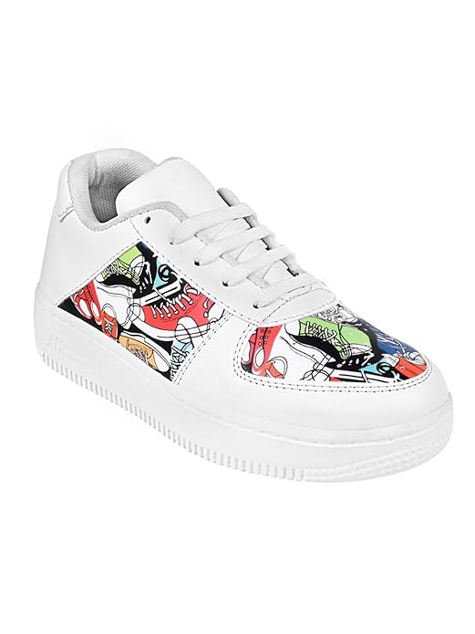 Lace-Up Printed Detail Sneakers & Girls