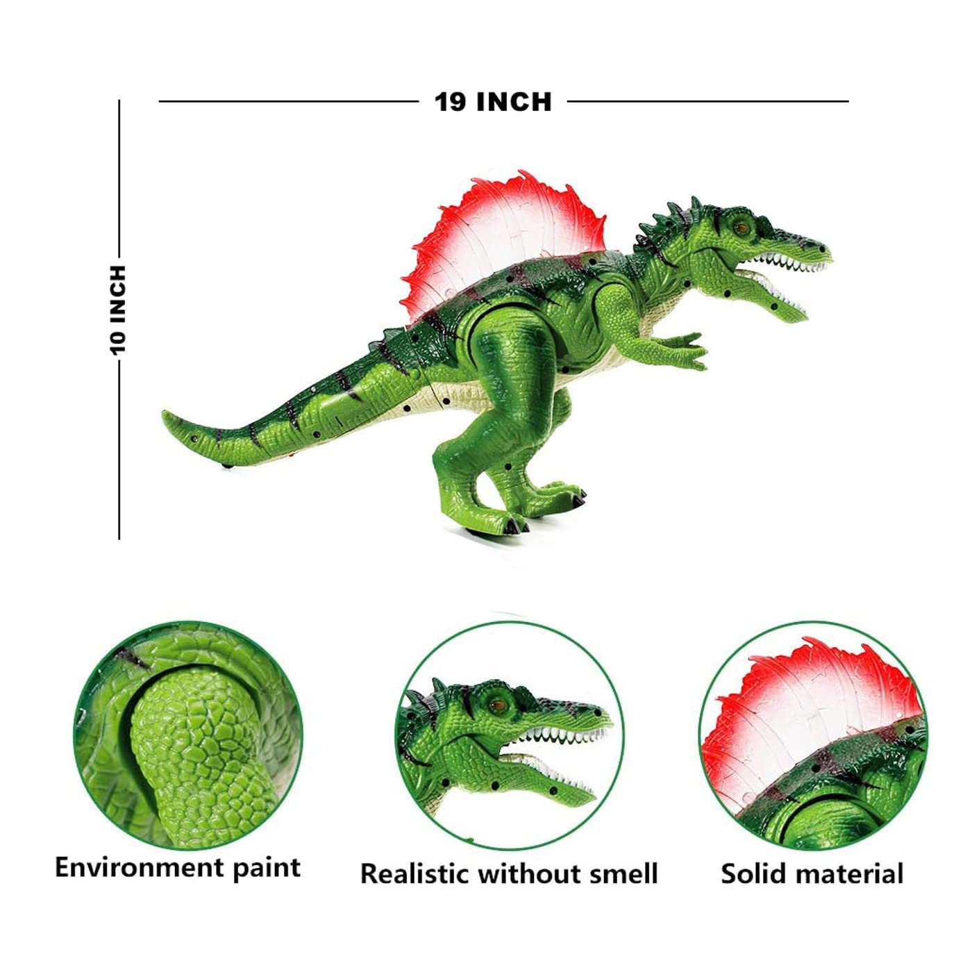 HOBBY CENTRAL Toy RK Shine LED Light Up Remote Control Dinosaur Walking and Roaring Realistic T-Rex Dinosaur Toys with Glowing Eyes Walking Movement Shaking Head Toy for Kids (Green)