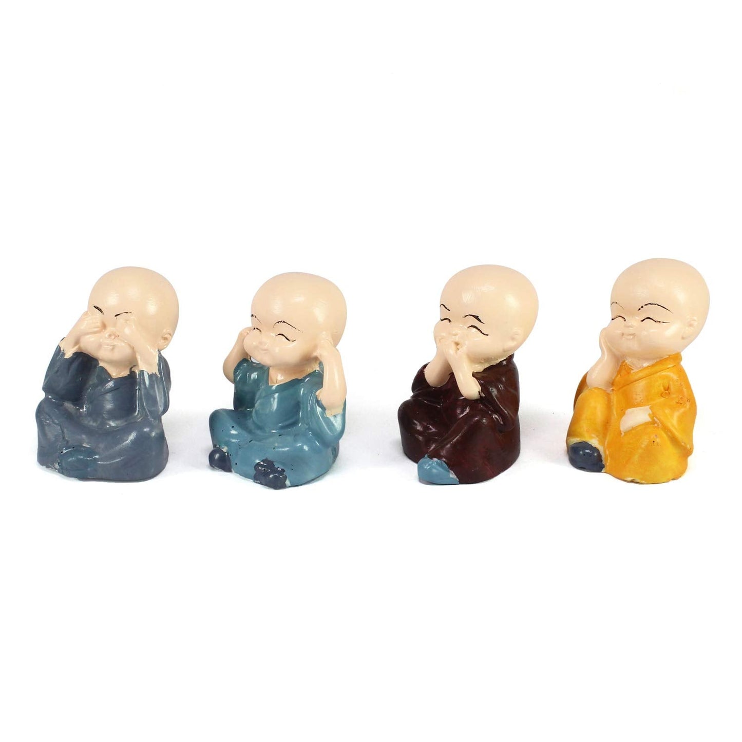 eCraftIndia Colorful 4 Monks Buddha Figurines - for Home Decor