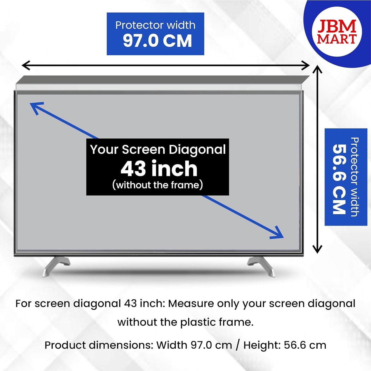 JBM MART 43 Inch LED/LCD/3D/PLASMA TV Screen Protector Glass TV Guard [Non Breakable Tempered Fiber Glass Guard]- 100% Crystal Clear Transparent