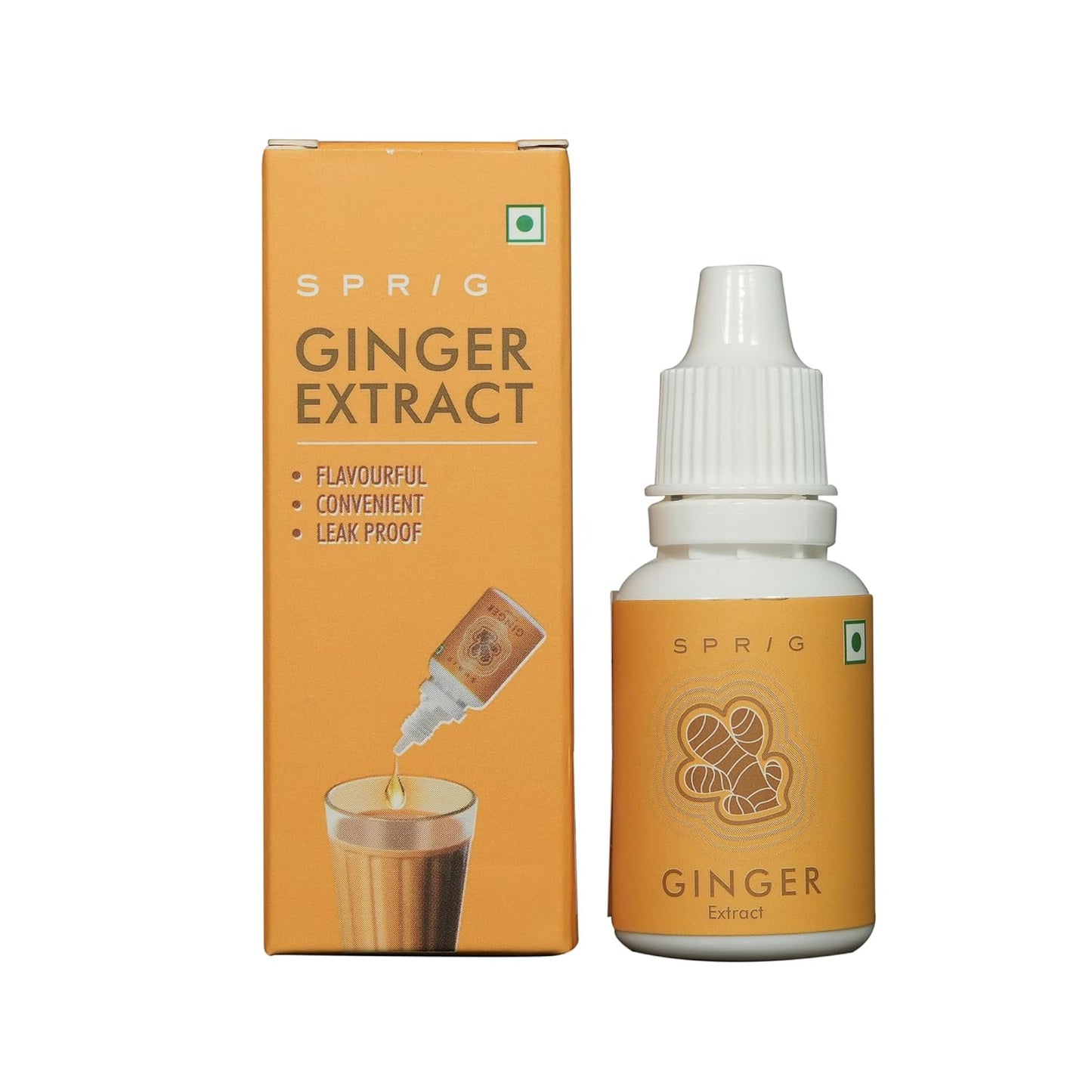 Sprig Ginger Extract | Natural Spice Extract for Food & Beverages | For Tea, Cooking & Baking | Rich Flavour & Aroma | Leak-proof squeezy dropper bottle | 15ml