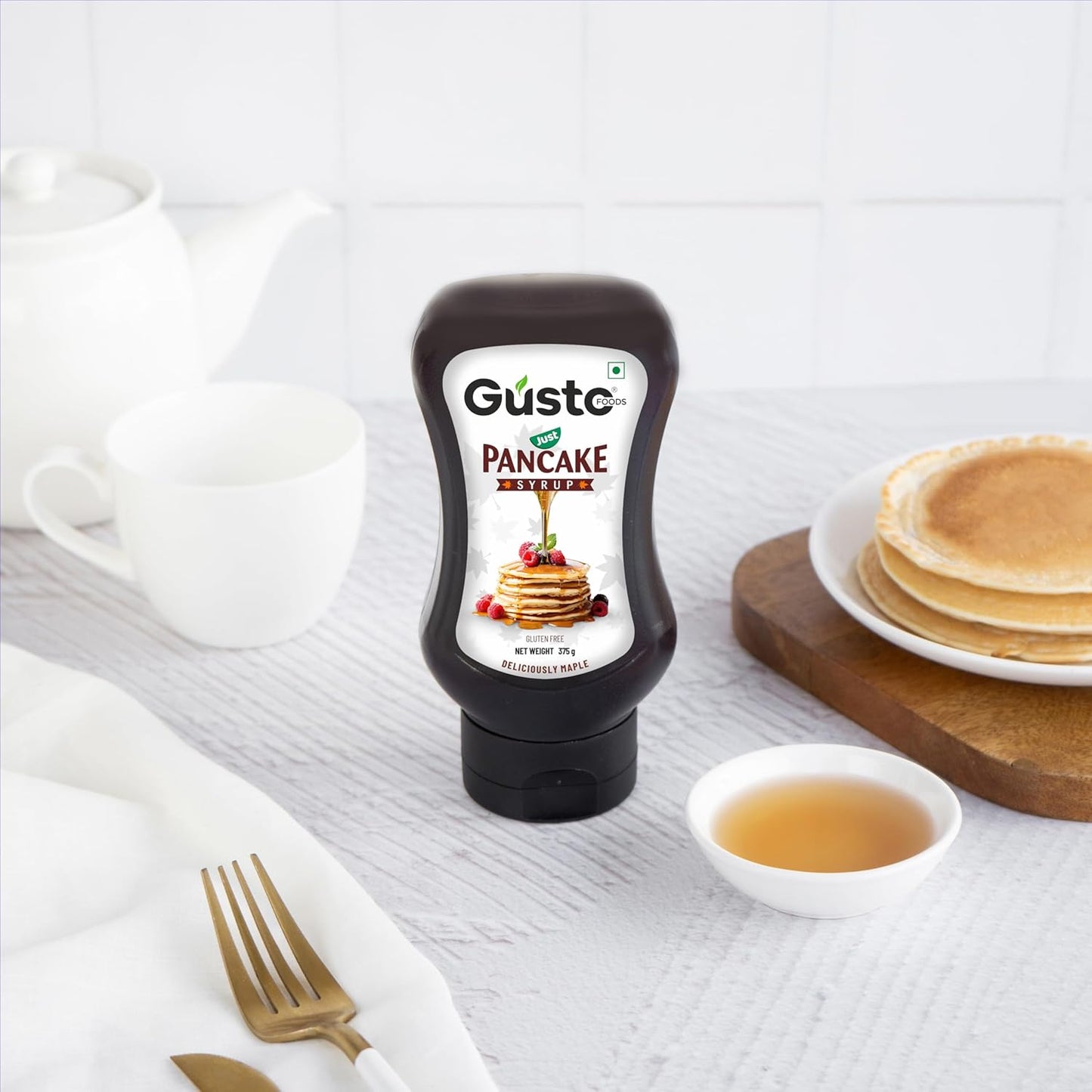 Gusto Foods Pancake Syrup With Maple Flavour (375G) | Healthy And Nutritious Sweet Syrup For Pancake, Yoghurt And Desserts (Pack Of 1), Liquid