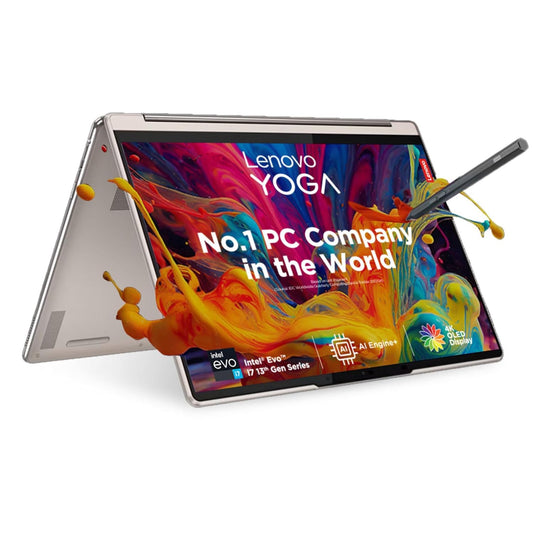 Lenovo Yoga 9 13th Gen Intel Evo i7 1360P 14"(35.56cm) 4K OLED 2-in-1 400Nits Laptop (16GB/1TB SSD/Win 11/Office 2021/Backlit KB/Pen 2.0/1Yr Warranty/Alexa/3 Month Game Pass/Oatmeal/1.4Kg) 83B1004XIN