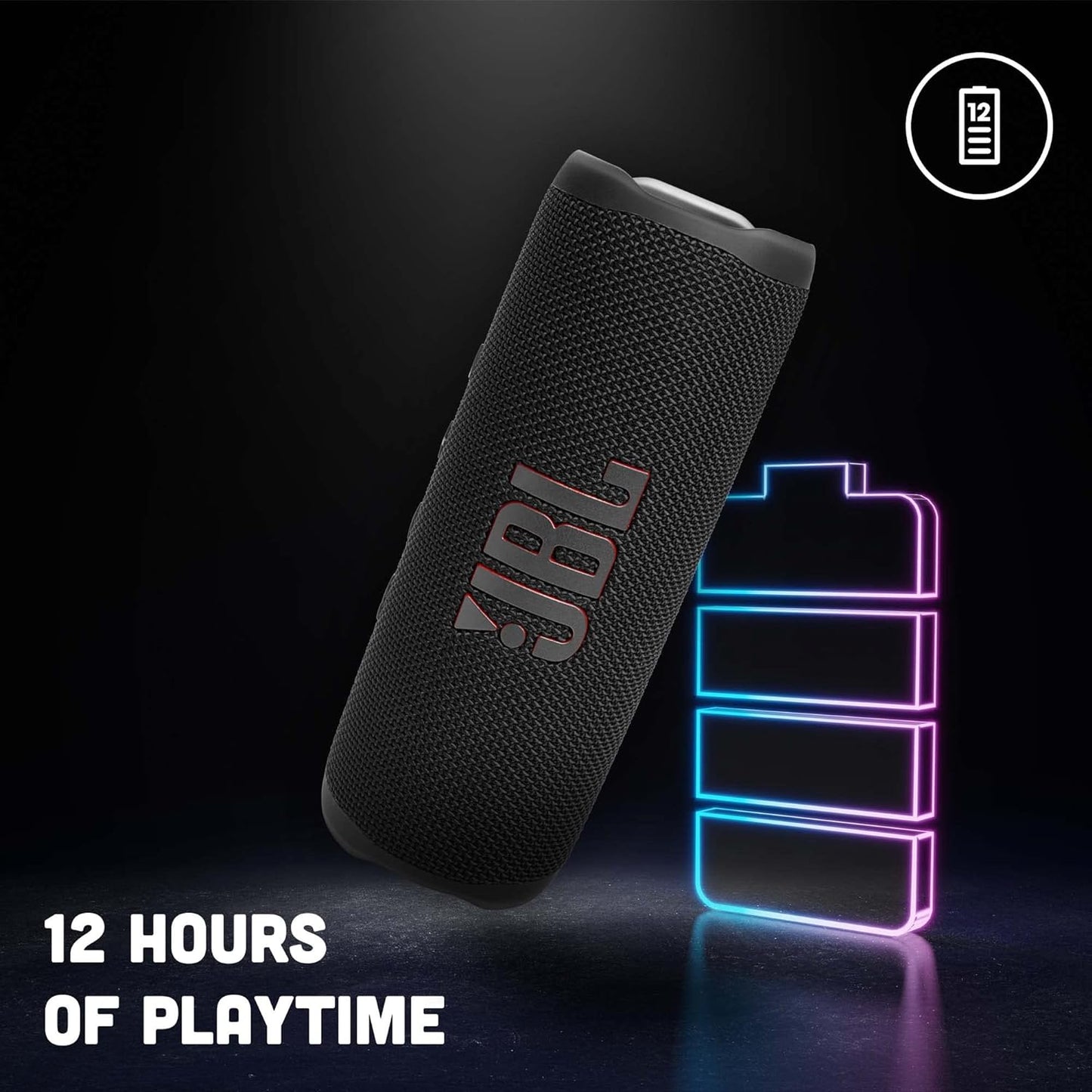 JBL Flip 6 Wireless Portable Bluetooth Speaker Pro Sound, Upto 12 Hours Playtime, IP67 Water & Dustproof, PartyBoost & Personalization App (Without Mic, Black)