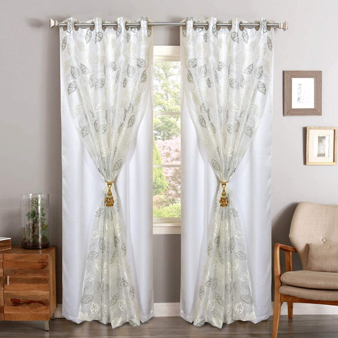 GD Home Fabric Polyester Double Curtains 