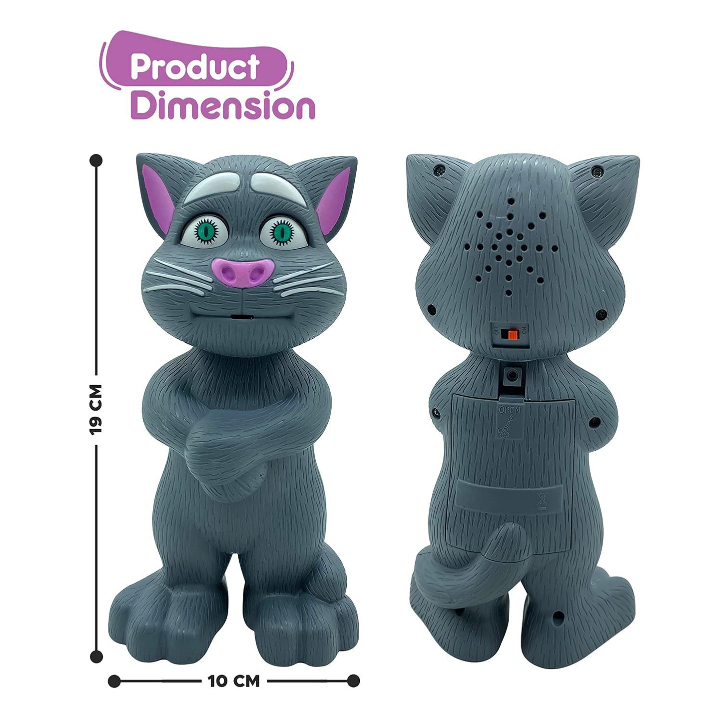 GRAPHENE Interactive Talking Tom Cat Toy for Toddlers, Repeating and Singing Functions for Endless Fun, Educational Learning Tool for Language and Social Skills, Safe and Durable