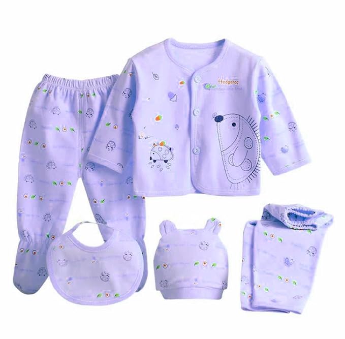 Fancy Walas Presents New Born Baby Summer Wear Baby Clothes 5Pcs Sets 100% Cotton Baby Boys Girls Unisex