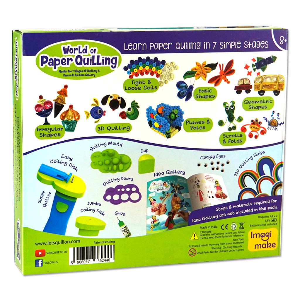 Quill On - Paper Quilling Kit for Beginners, with Electric Quilling Tool, 20+ Quilling Ideas & 5mm, 10 mm Quilling Strips - Multicolor,Fun Craft Kit with 120 Page Quilling Page