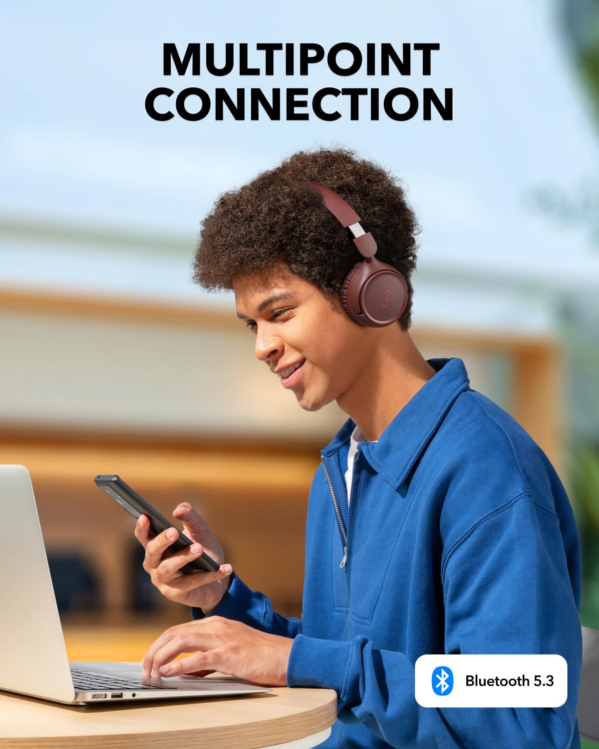 soundcore H30i Wireless On-Ear Headphones, Foldable Design, Pure Bass, 70H Playtime, Bluetooth 5.3, Lightweight and Comfortable, App Connectivity, Multipoint Connection