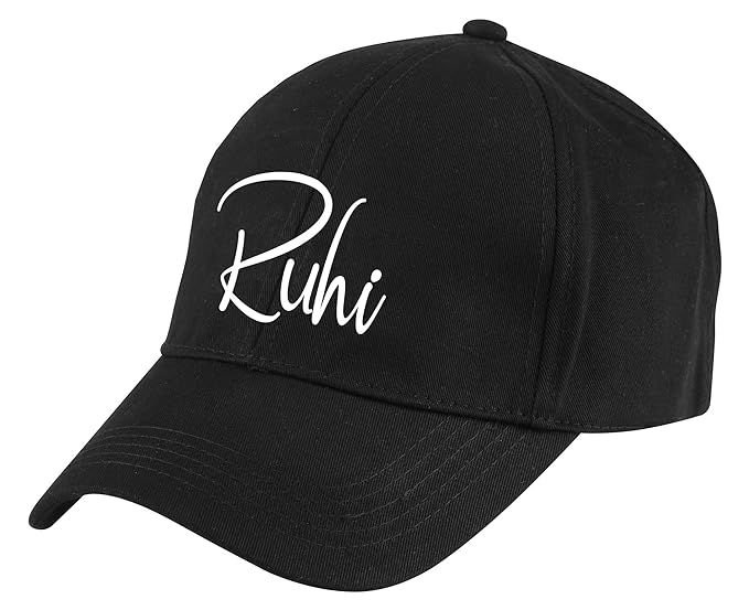 AICA Personalised Name Cotton Cap for Men & Women – Black, Free Size | Gifts for Men & Women