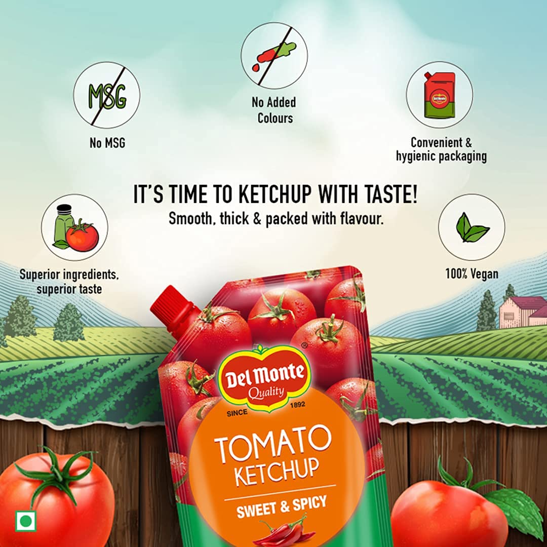 Del Monte Tomato Ketchup Sweet and Spicy Pouch, 900 grams