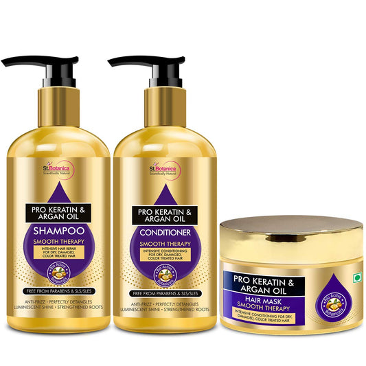 St.Botanica Pro Keratin And Argan Oil Shampoo 300ml + Conditioner 300ml + Hair Mask 200ml