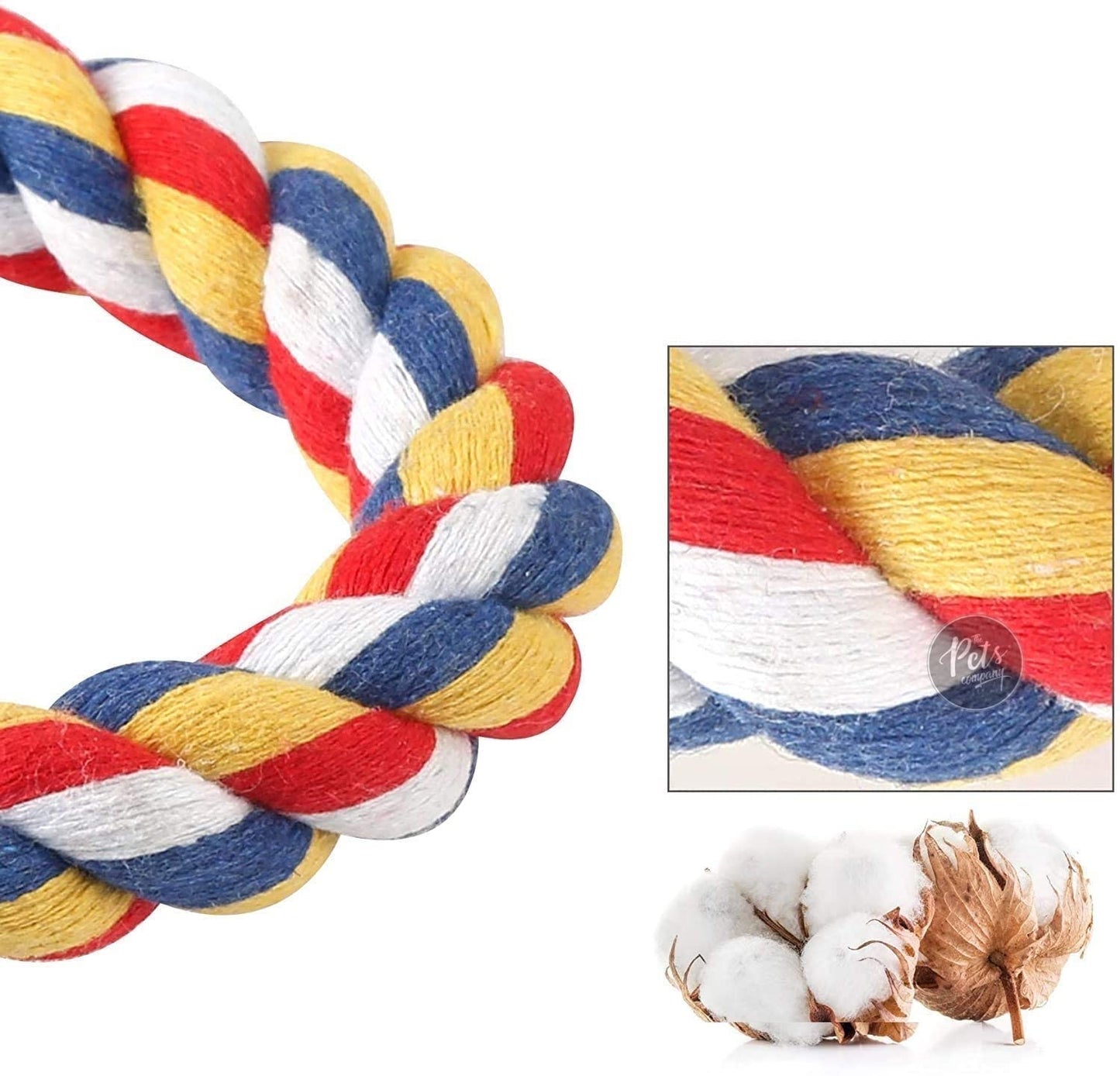 The Pets Company Cotton Rope Loop Tug Dog Chew Toy, Puppy Teething Toy, 14 inches, Color May Vary