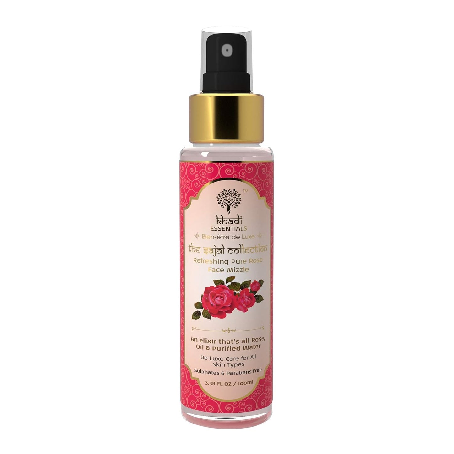 Khadi Essentials 100% Pure Wild Rose Water For Face, Deep Hydration with Deshi Gulaab, Alcohol Free, for Women & Men, 100ml