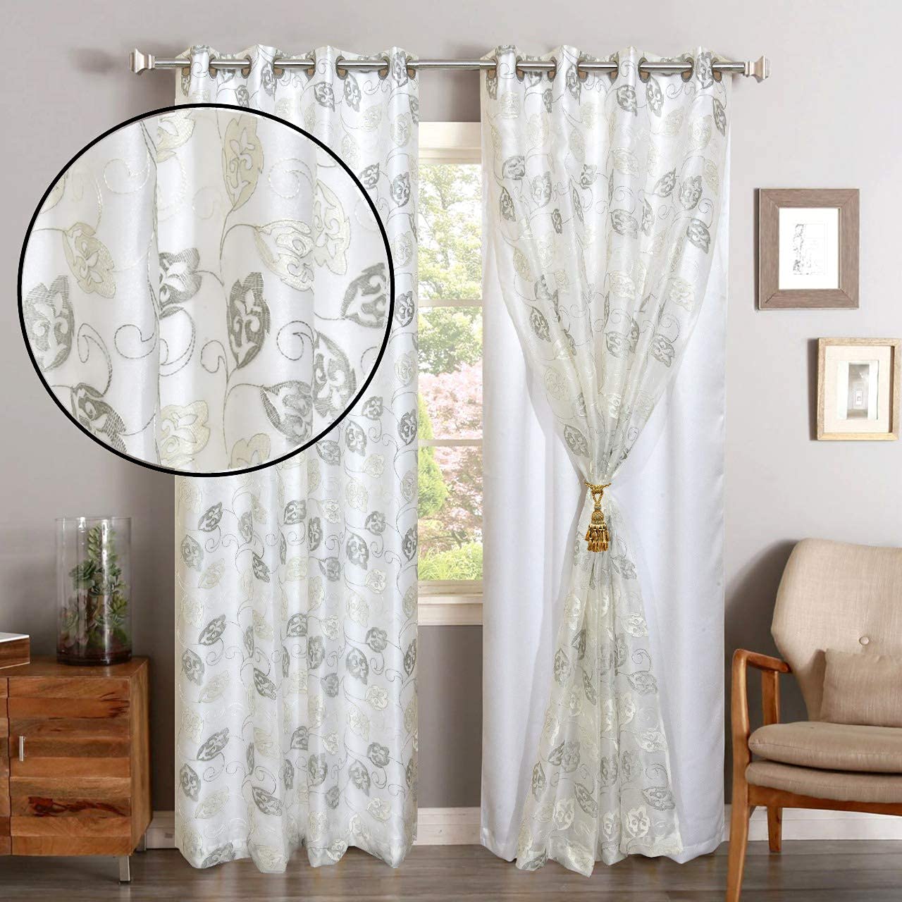 GD Home Fabric Polyester Double Curtains 